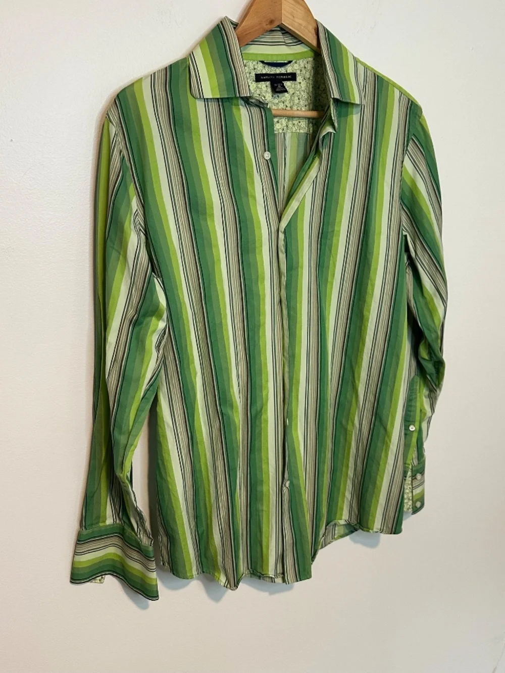 Vintage Green Striped Banana Republic Button Down Shirt M